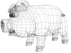 cartoon pig rigged 3D Model