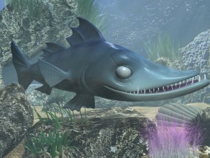 cartoon barracuda fish rigged Model 3D