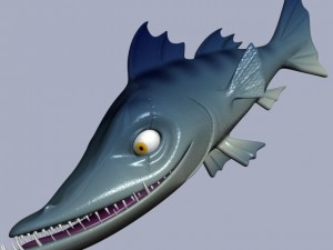 cartoon barracuda fish rigged Model 3D