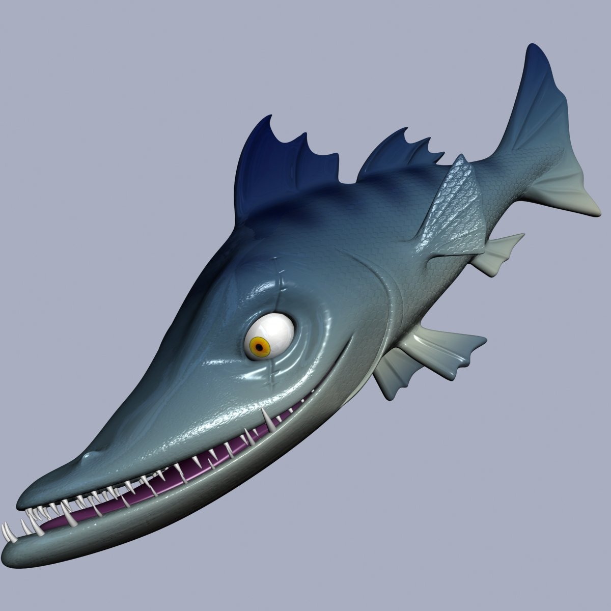 Cartoon Barracuda Fish Rigged 3d Model In Fish 3dexport