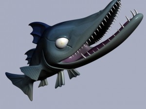 cartoon barracuda fish rigged Model 3D