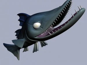 cartoon barracuda fish rigged 3D Model