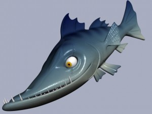 cartoon barracuda fish rigged Model 3D