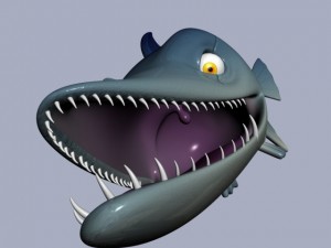 cartoon barracuda fish rigged Model 3D