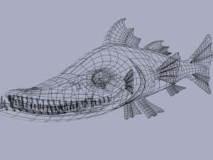 cartoon barracuda fish rigged Model 3D