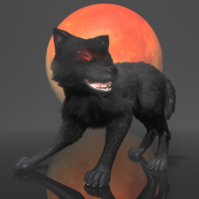 dark wolf rigged Modello 3D .c4d .max .obj .3ds .fbx .stl .blend 
