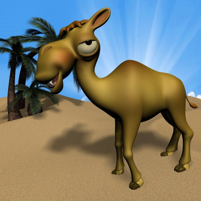cartoon camel rigged Model 3D .c4d .max .obj .3ds .fbx .stl .blend 