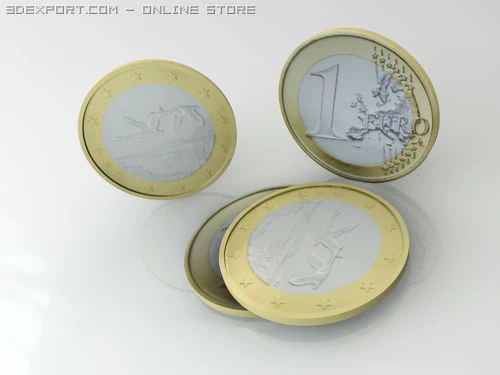 moedas de 1 euro Modelo 3D .c4d .max .obj .3ds .fbx .stl .blend 