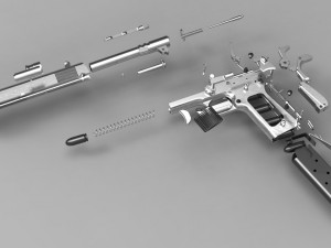 colt 1911-a1 model goverment pistol detailed assembly 3D Print Model