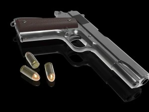 コルト 1911-a1 モデル ガバメント ピストルの詳細なアセンブリ 3Dプリントモデル