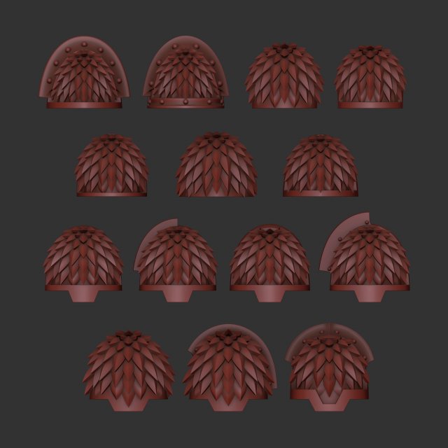 Alpha Legion shoulder scaly 3D Print Model .c4d .max .obj .3ds .fbx .stl .blend 