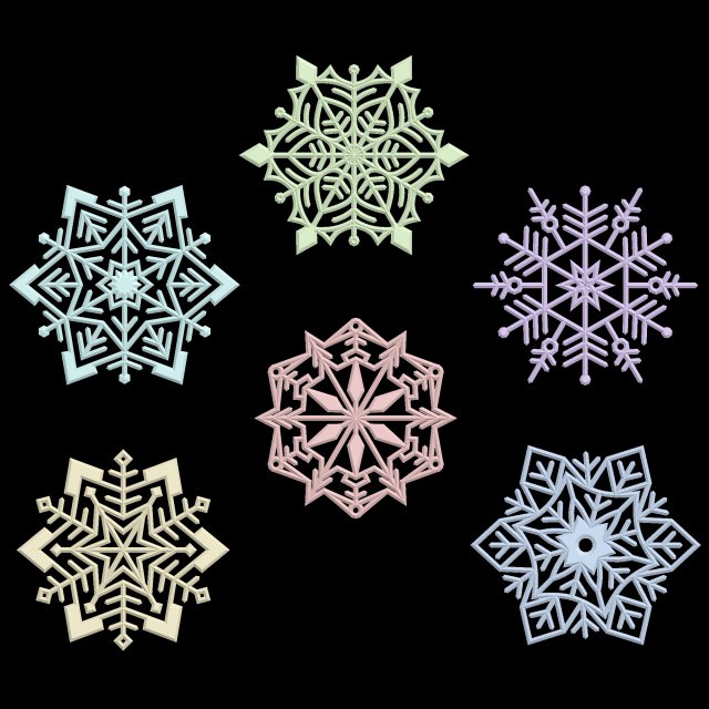 Snowflakes for decoration 3D Print Model .c4d .max .obj .3ds .fbx .stl .blend 