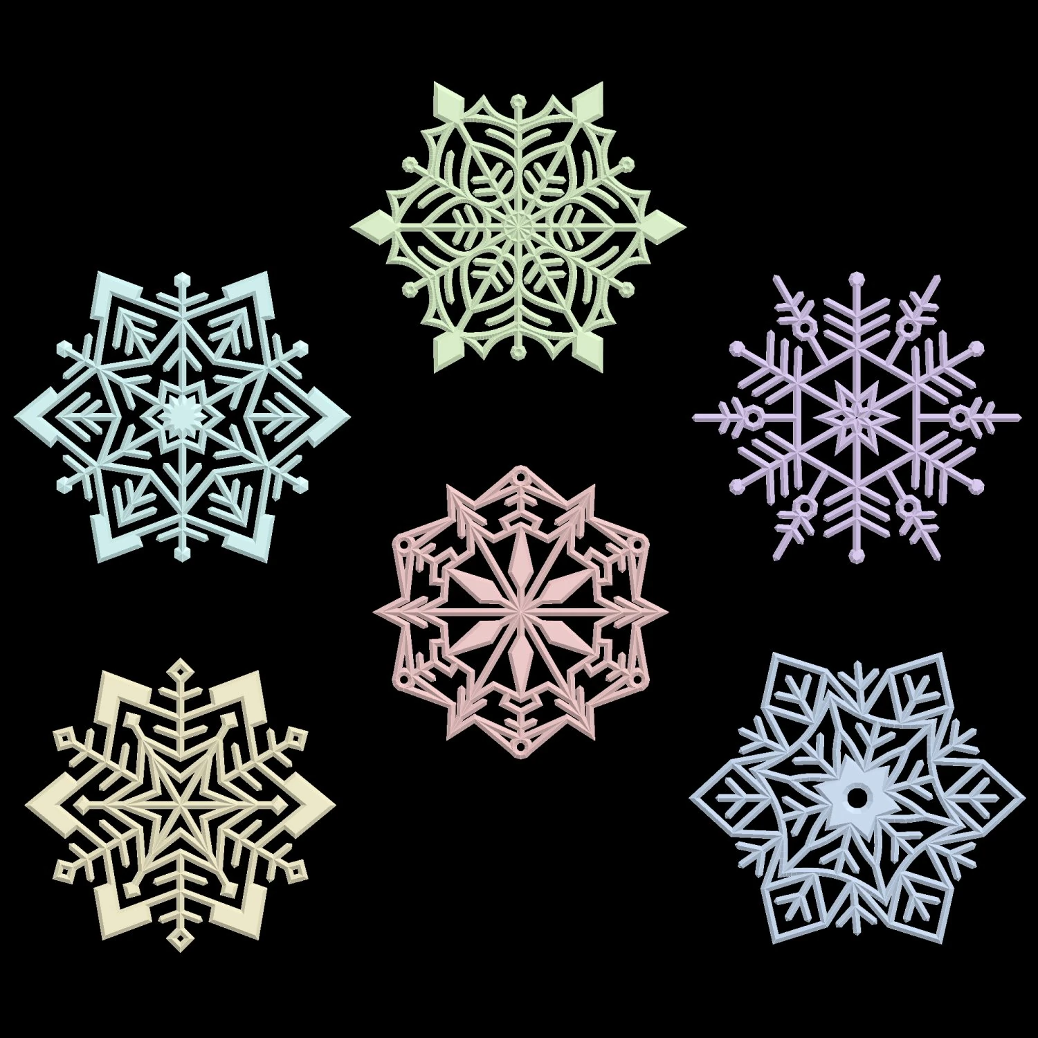 Snowflakes for decoration 3D Print Model .c4d .max .obj .3ds .fbx .stl .blend