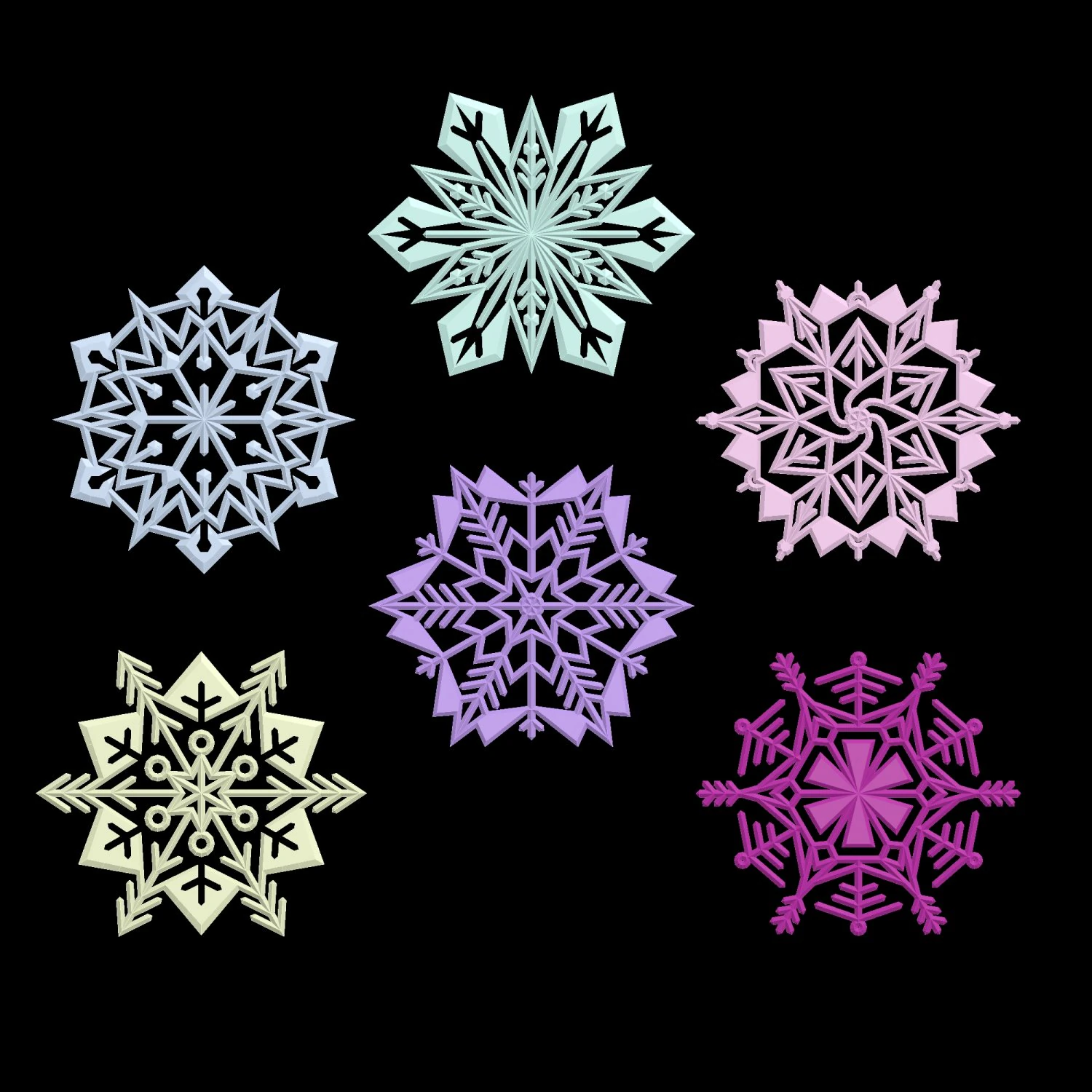 Snowflakes for decoration 3D Print Model .c4d .max .obj .3ds .fbx .stl .blend
