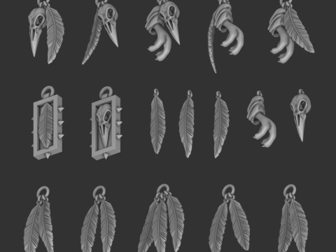 Rabenwächter-Schmuckstücke 3D Modell