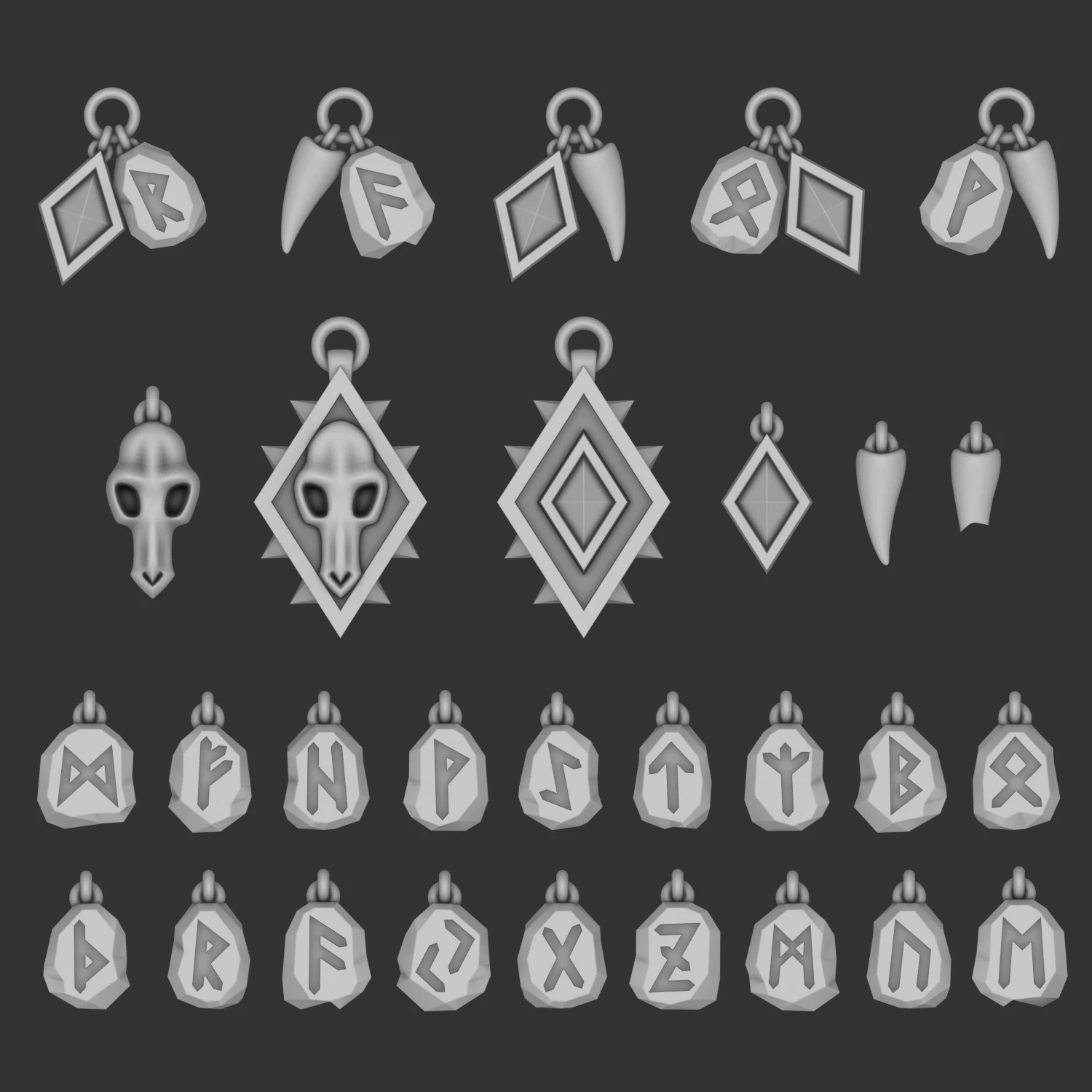 Space Wolves trinkets 3D Model .c4d .max .obj .3ds .fbx .stl .blend 