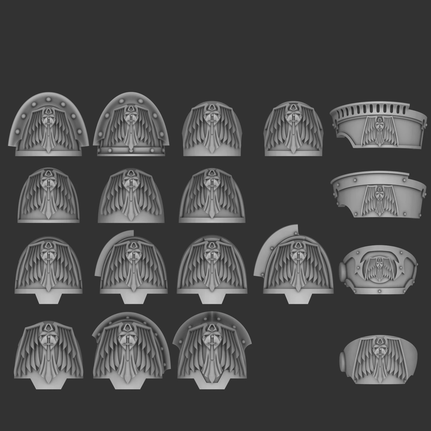 Dark Angels shoulders 3D Print Model .c4d .max .obj .3ds .fbx .stl .blend 