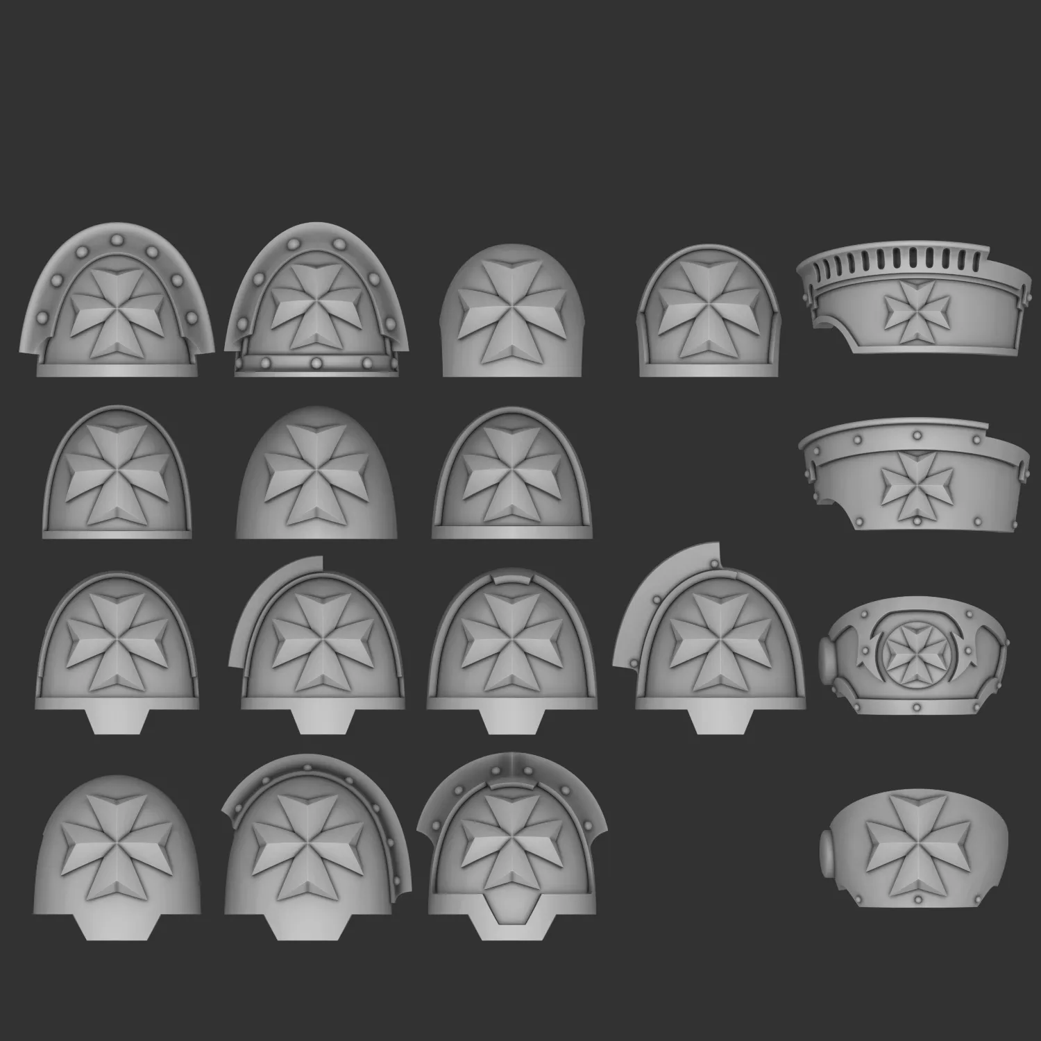 Shoulder pads with a cross 3D Print Model .c4d .max .obj .3ds .fbx .stl .blend 