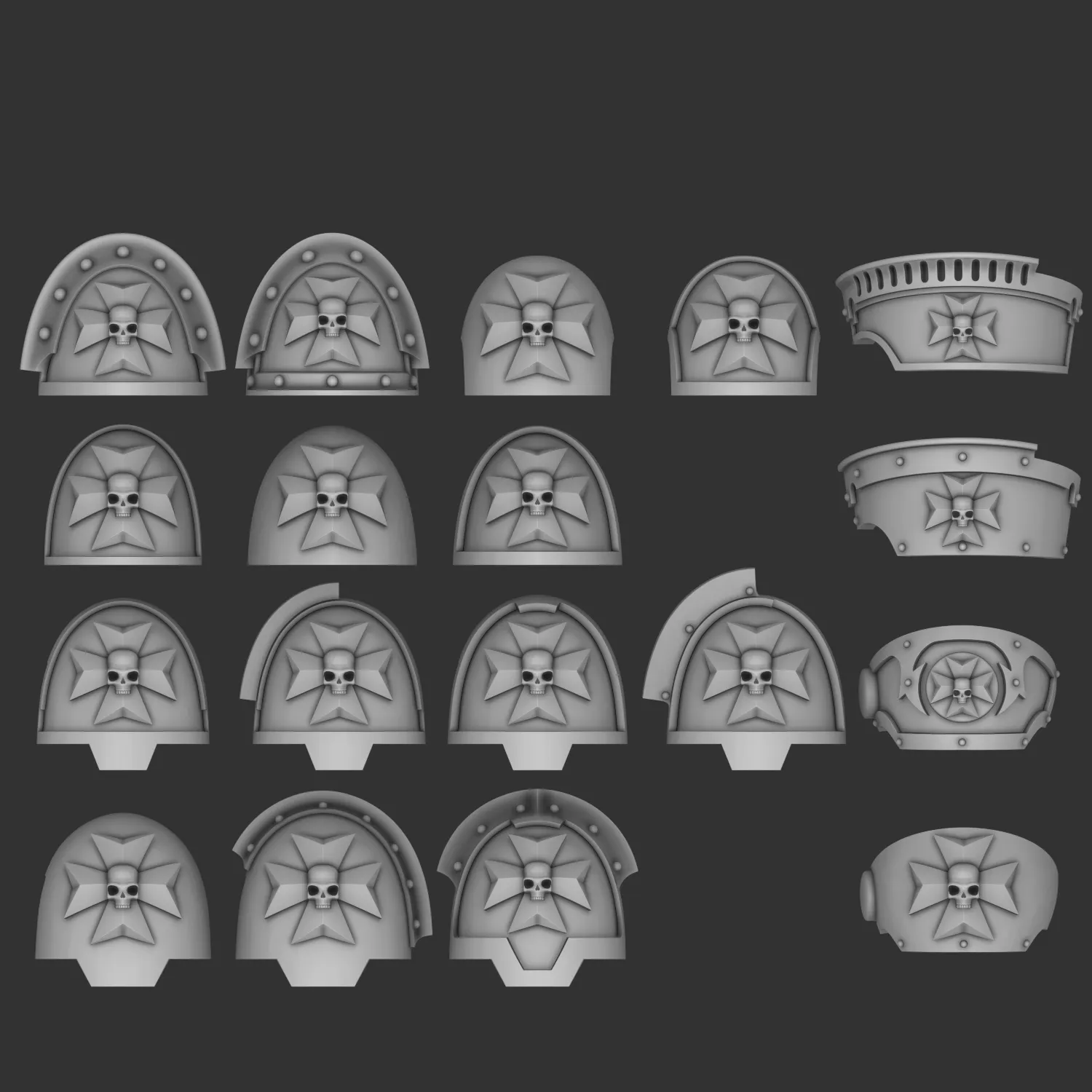 Shoulder pads with a cross 3D Print Model .c4d .max .obj .3ds .fbx .stl .blend