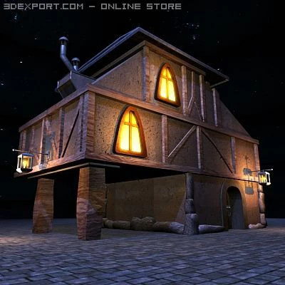 maison de dessin anim&eacute; Modèle 3D .c4d .max .obj .3ds .fbx .stl .blend 