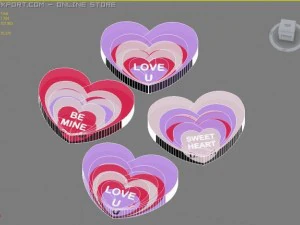 3d acrylic valentine hearts 3D Model