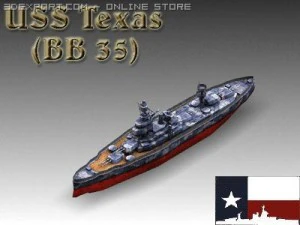 2. Weltkrieg, Schlachtschiff Texas, USS BB 35 3D Modell