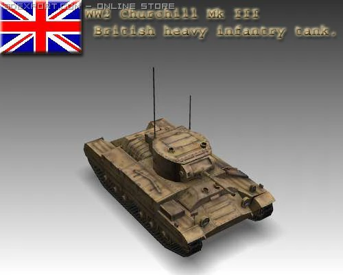 Ww2 churchill mk iii heavy infantry tank 3D Model .c4d .max .obj .3ds .fbx .stl .blend 