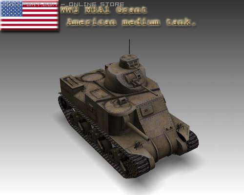 ww2 m3a1 grant american medium tank Modelo 3D .c4d .max .obj .3ds .fbx .stl .blend 