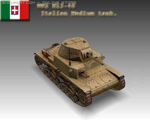 ww2 m13 40 italian medium tank Modèle 3D .c4d .max .obj .3ds .fbx .stl .blend 