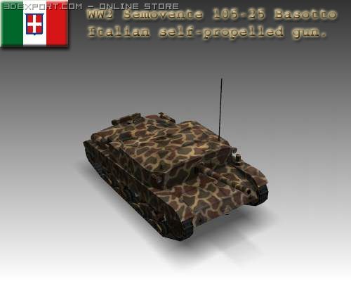 ww2 semovente 10525 italian tank destroyer Model 3D .c4d .max .obj .3ds .fbx .stl .blend 