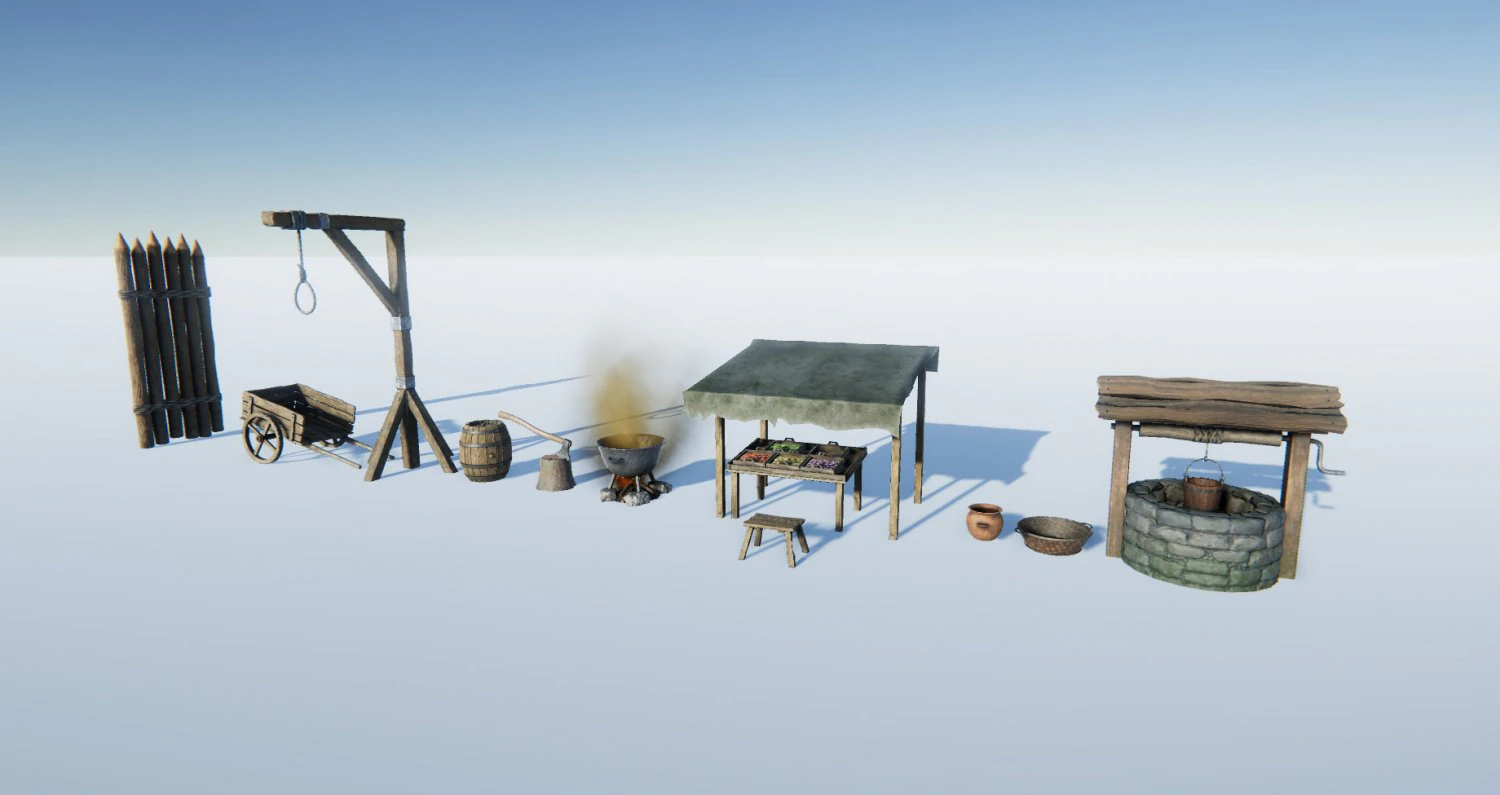 medieval props set 3D Model .c4d .max .obj .3ds .fbx .stl .blend 