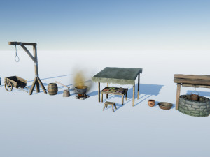 medieval props set 3D मॉडल