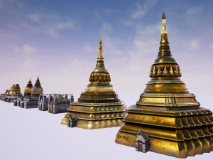 asian temple - pagoda set model Modèle 3D