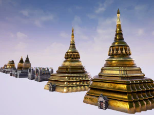 एशियाई मंदिर - पैगोडा सेट मॉडल 3D मॉडल