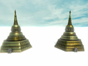 asian temple - pagoda set model Model 3D