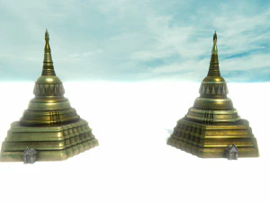 asian temple - pagoda set model 3D Model