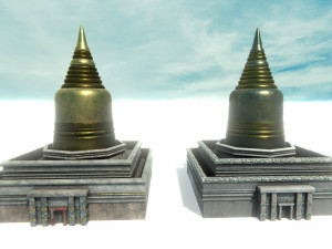 asian temple - pagoda set model Model 3D