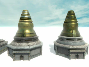 asian temple - pagoda set model 3D Model