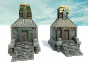 asian temple - pagoda set model 3D Model