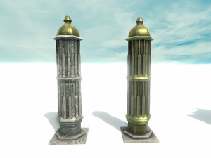 asian temple - pagoda set model Model 3D