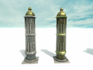 asian temple - pagoda set model 3D Model