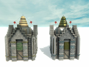 asian temple - pagoda set model Model 3D