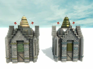 asian temple - pagoda set model 3D Model