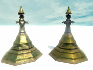 asian temple - pagoda set model Model 3D