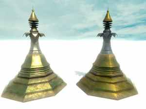 asian temple - pagoda set model 3D Model