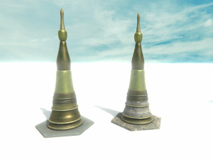 asian temple - pagoda set model Model 3D