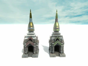 asian temple - pagoda set model 3D Model