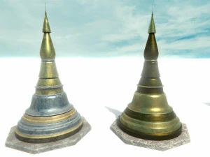 asian temple - pagoda set model 3D Model