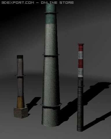 chimney set 3D Model .c4d .max .obj .3ds .fbx .stl .blend