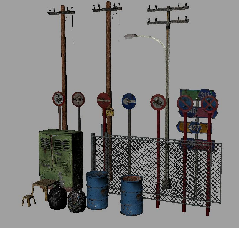 street elements 3D Model .c4d .max .obj .3ds .fbx .stl .blend 